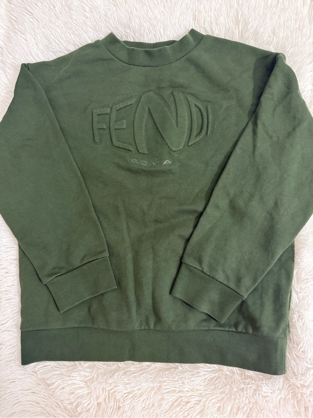 Fendi kid’s Embossed Logo Sweatshirt - Olive Green size 6